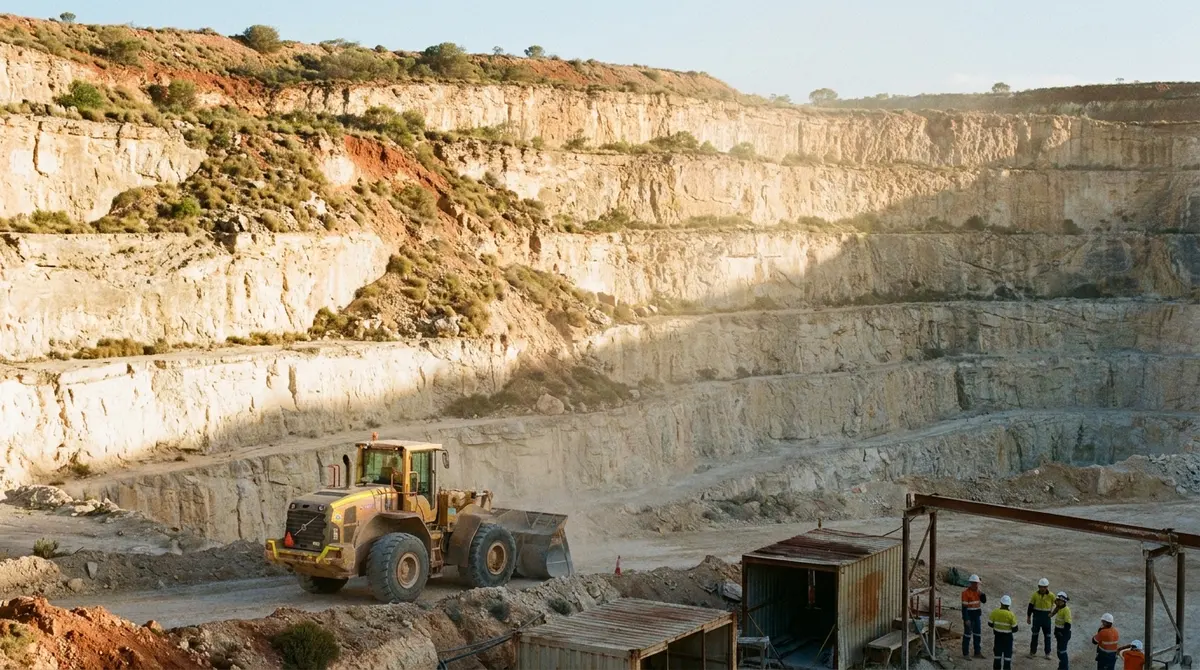 Limestone quarry benches — illustrative